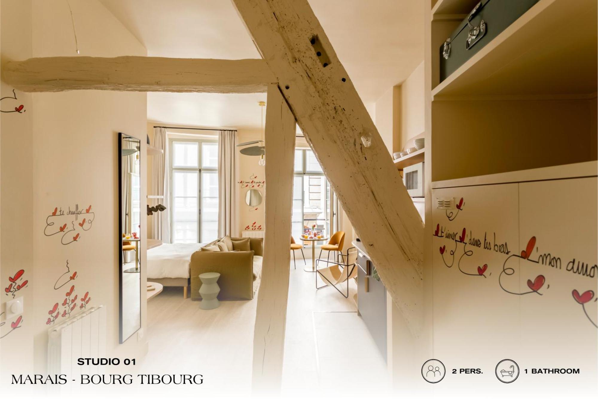 شقة Beauquartier - Marais, Bourg Tibourg باريس المظهر الخارجي الصورة